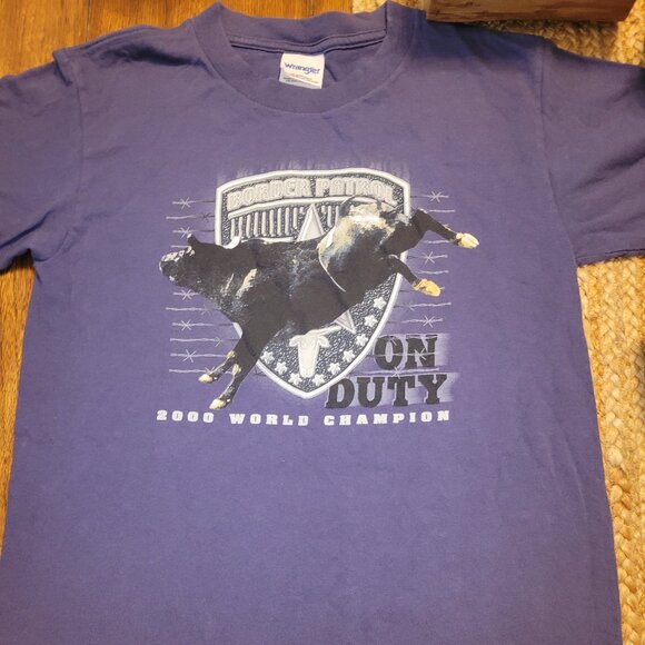 Wrangler Border Patrol On Duty 2000 World Champion Graphic Tee Kids XL (14/16) - Picture 1 of 1